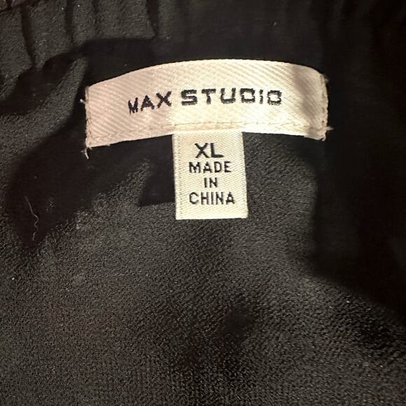 Max Studio Floral Off Shoulder Blouse Womens XL Pleated Flowy Shirt Top Black - Picture 6 of 10